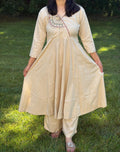Off-White Cotton Anarkali Mirror Coord-Set - Maatruu