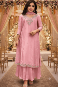 Premium Silk Plazzo Set in Pink - Maatruu