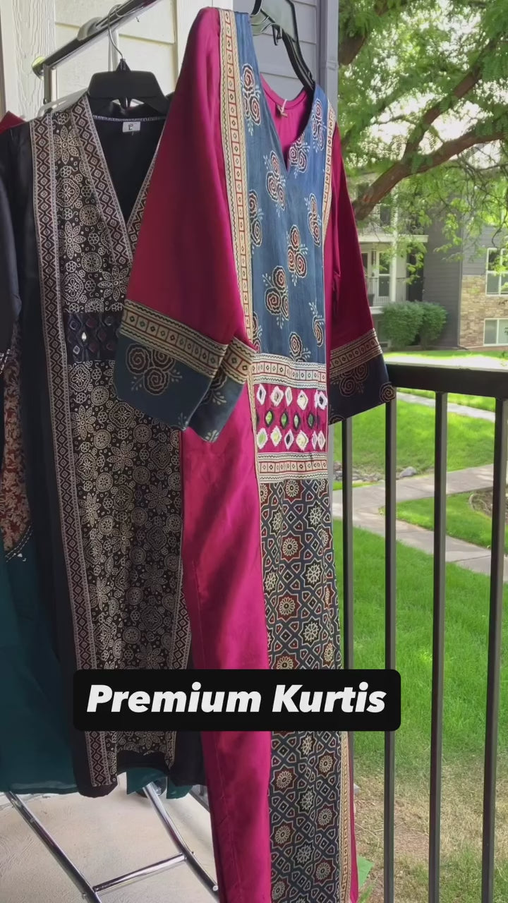 Mashru silk Pink Ajrakh Kurti