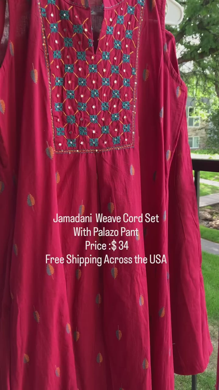 Maroon Jamdani coord set