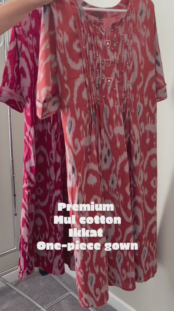 Cotton Ikkat Patola Print One-Piece Dress