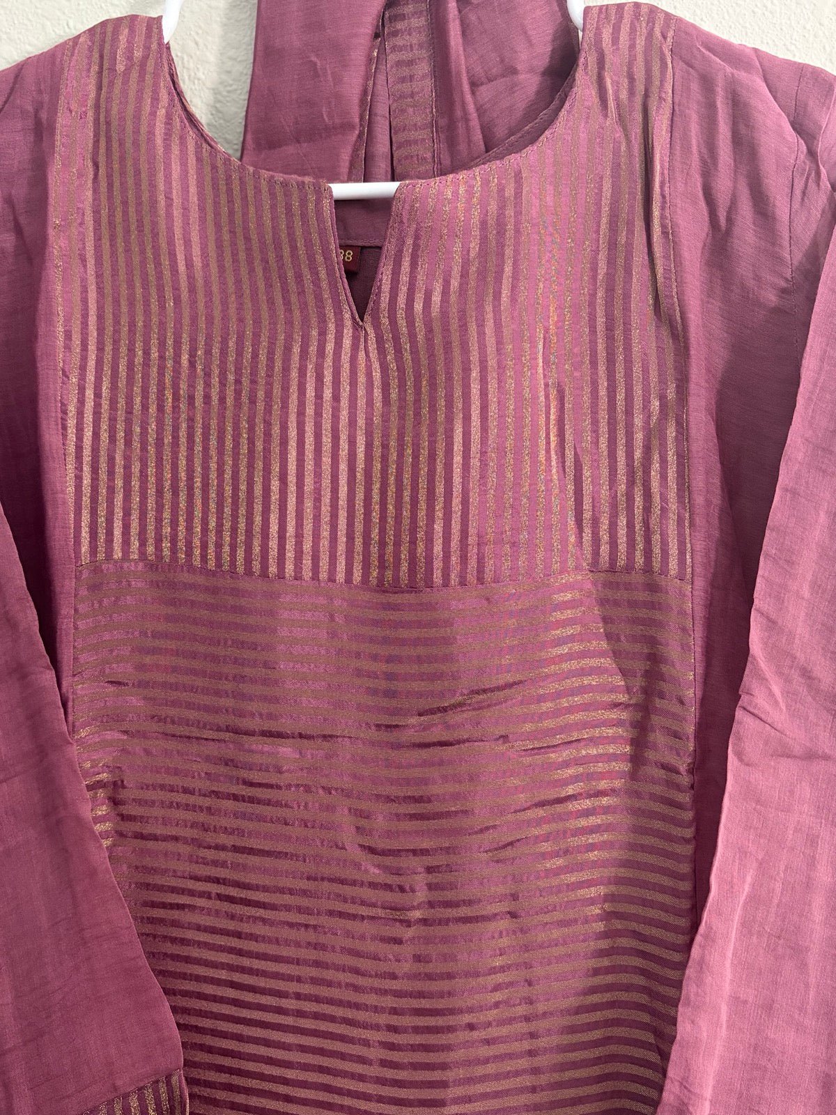 Pure Banarasi Mul Chanderi Dress in Onion Pink - Maatruu