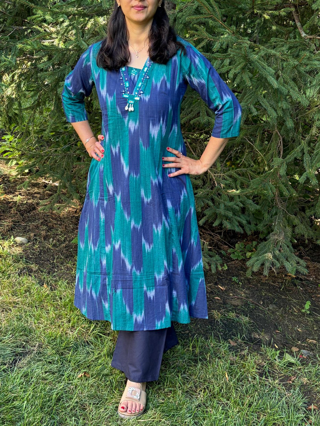 Pure Cotton Ikkat with Plazzo Coord Set - Maatruu