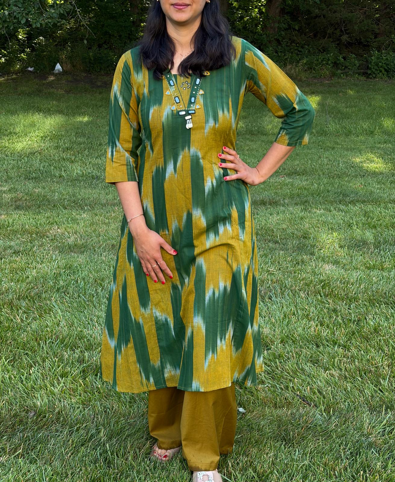 Pure Cotton Ikkat with Plazzo Coord Set - Maatruu