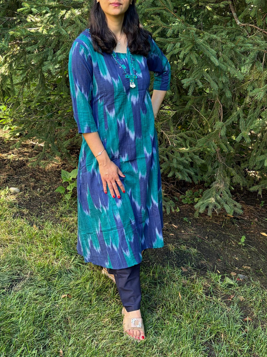 Pure Cotton Ikkat with Plazzo Coord Set - Maatruu