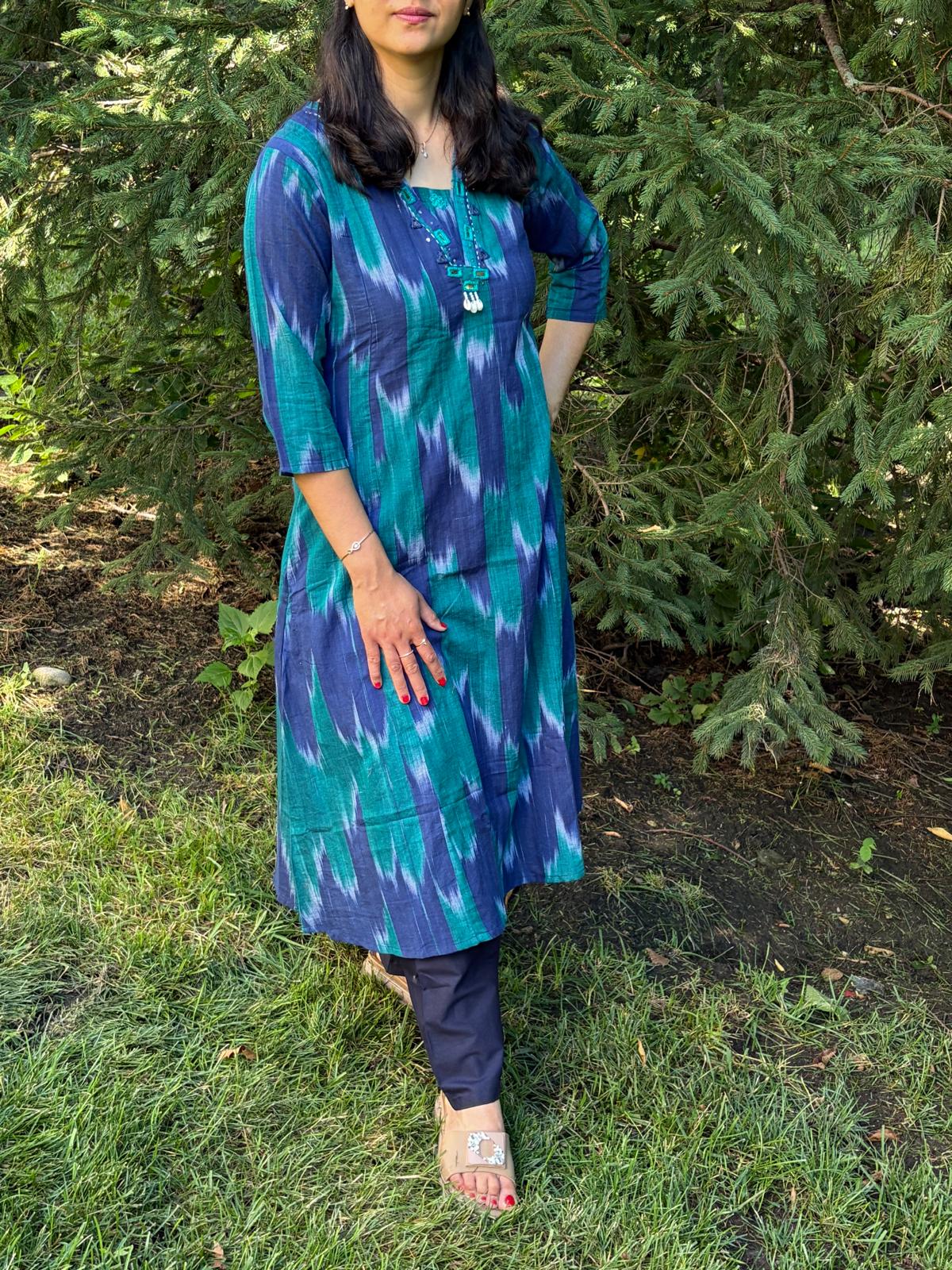Pure Cotton Ikkat with Plazzo Coord Set - Maatruu