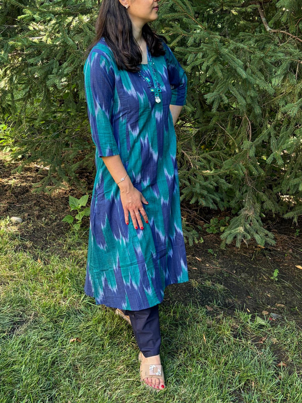 Pure Cotton Ikkat with Plazzo Coord Set - Maatruu