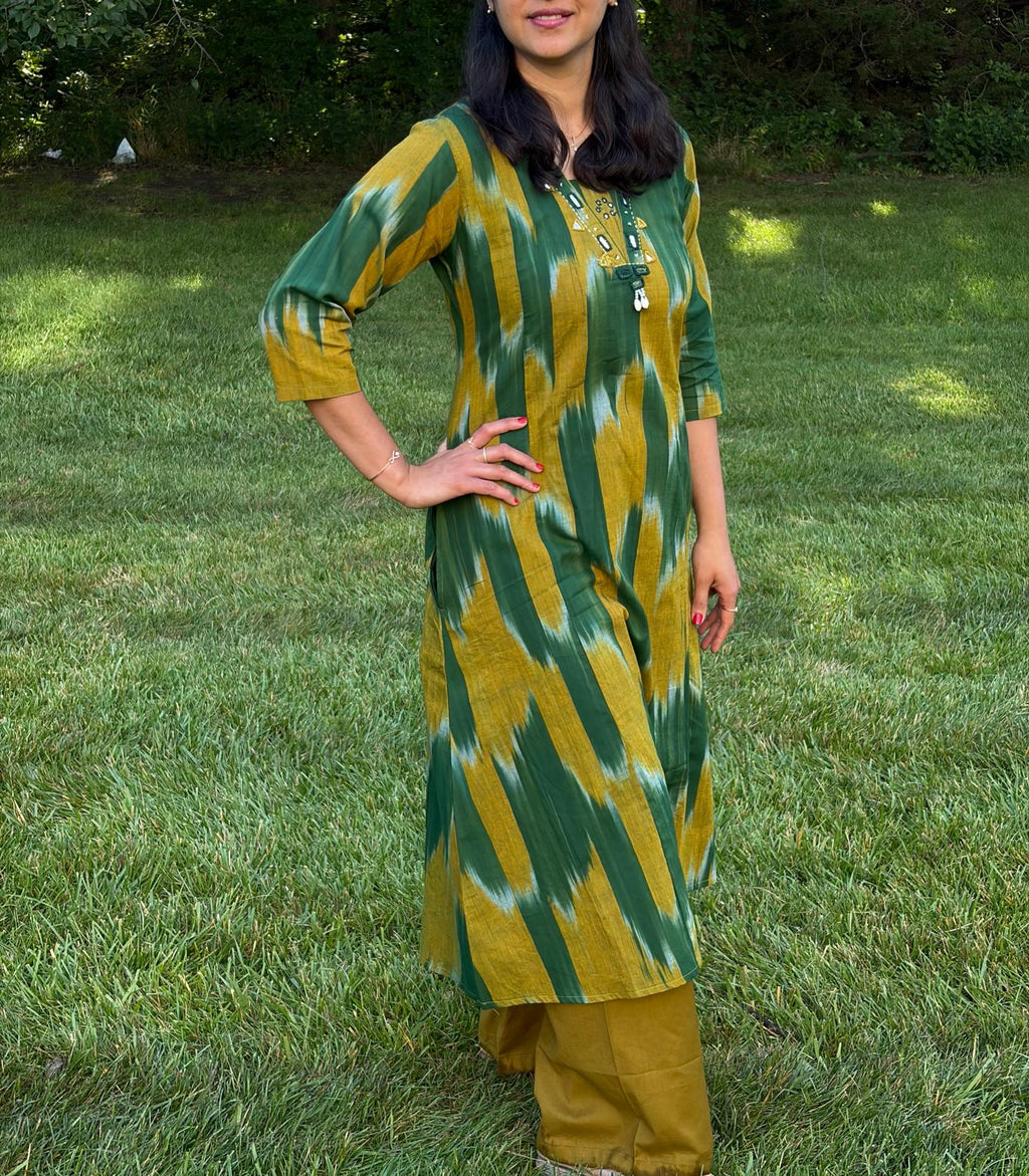 Pure Cotton Ikkat with Plazzo Coord Set - Maatruu