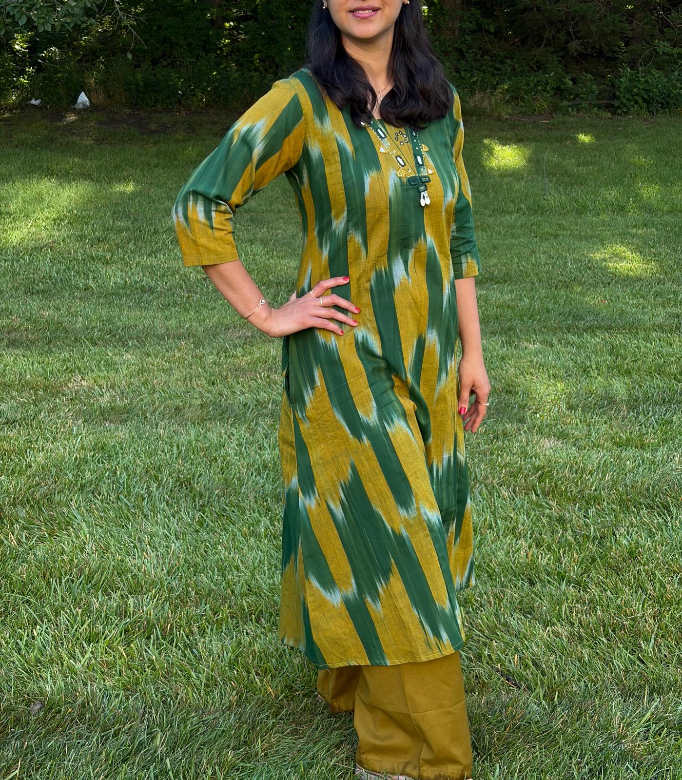 Pure Cotton Ikkat with Plazzo Coord Set - Maatruu