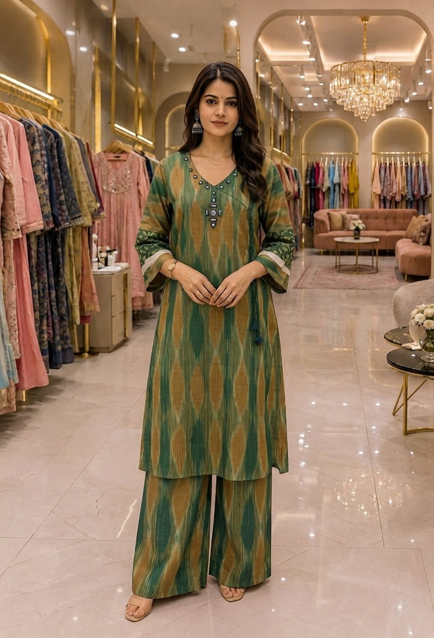 Pure Cotton Ikkat with Plazzo Coord Set - Maatruu