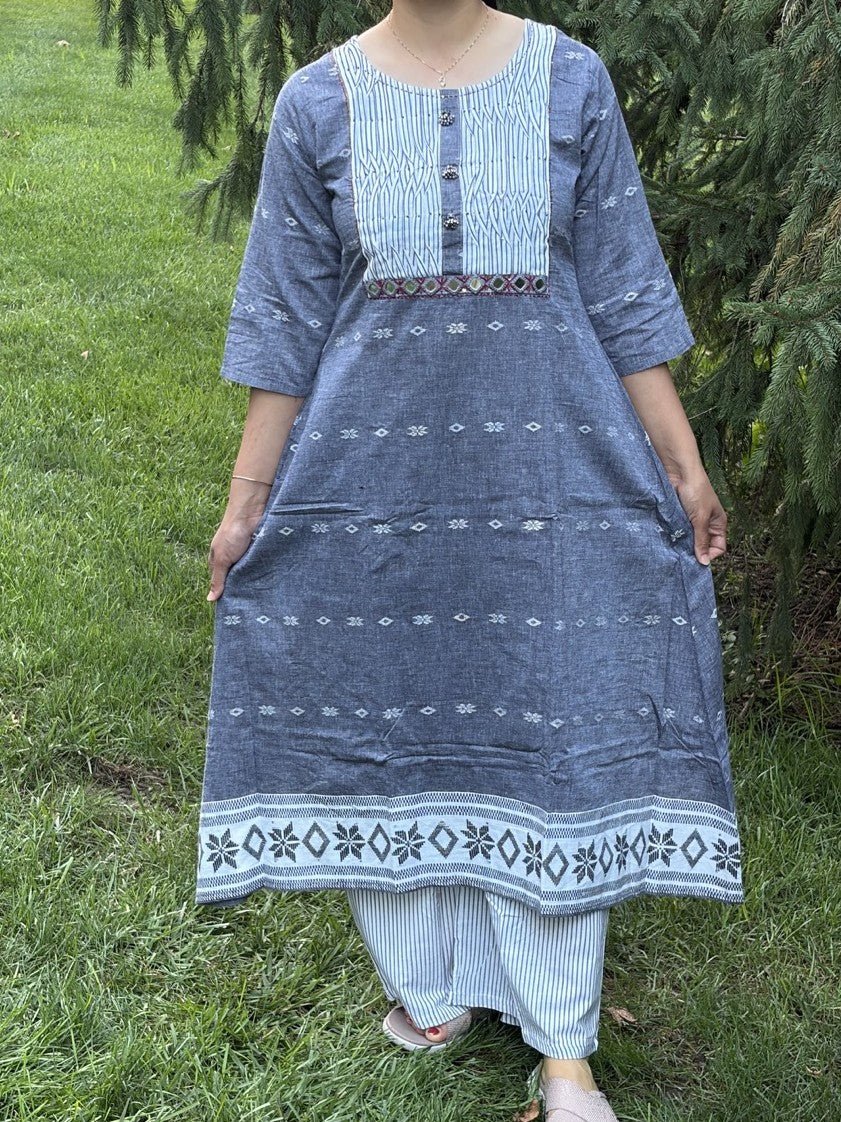 Pure Heandweaved jamdani south cotton 3pc - Maatruu