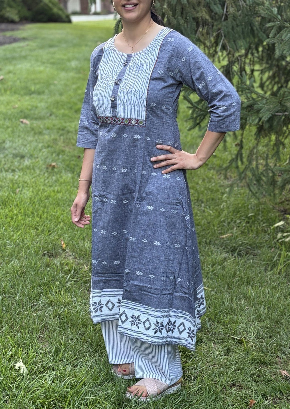 Pure Heandweaved jamdani south cotton 3pc - Maatruu
