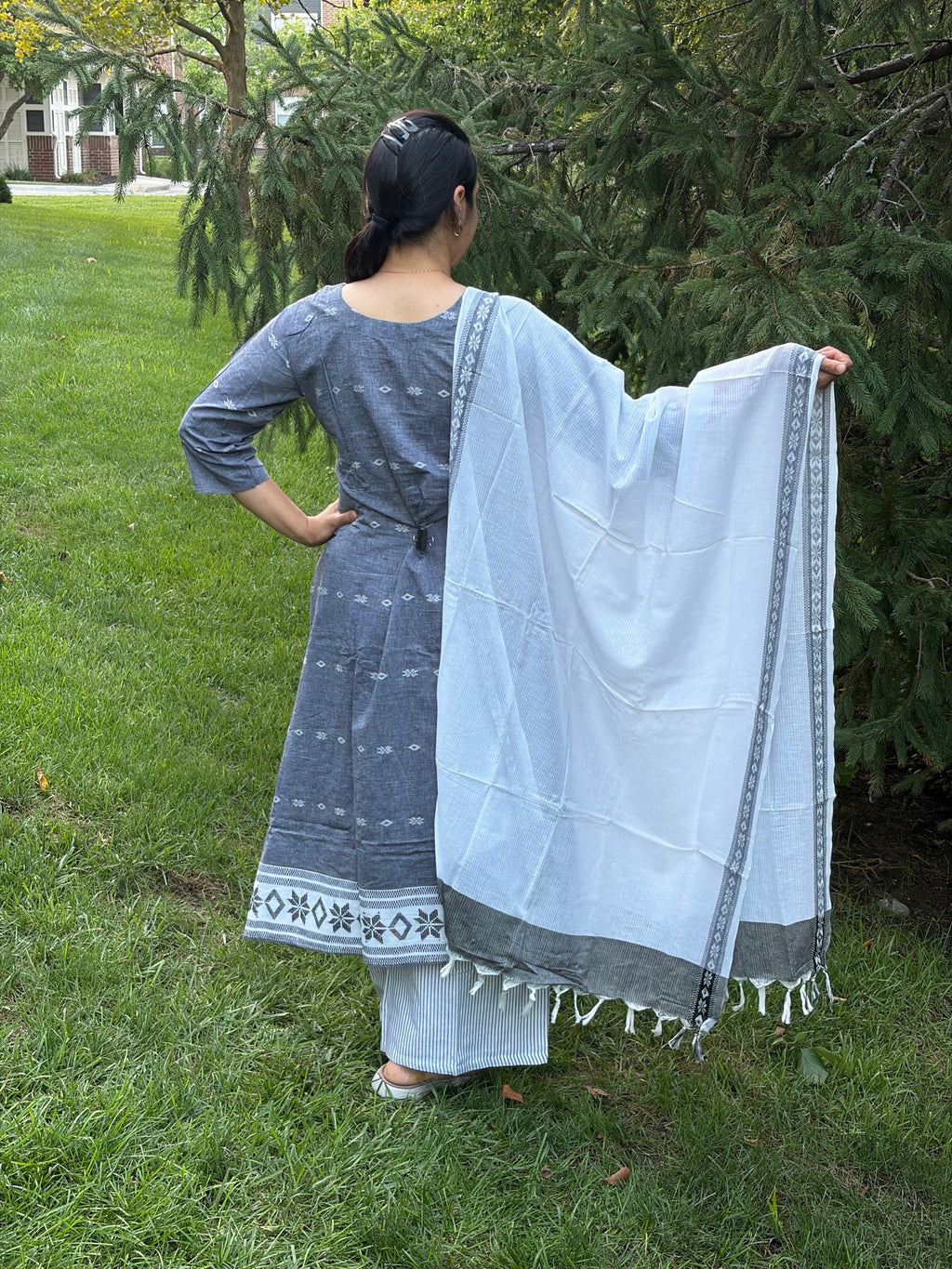 Pure Heandweaved jamdani south cotton 3pc - Maatruu