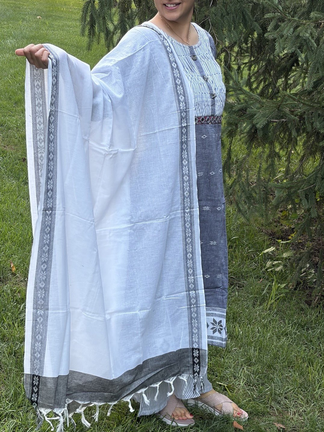 Pure Heandweaved jamdani south cotton 3pc - Maatruu