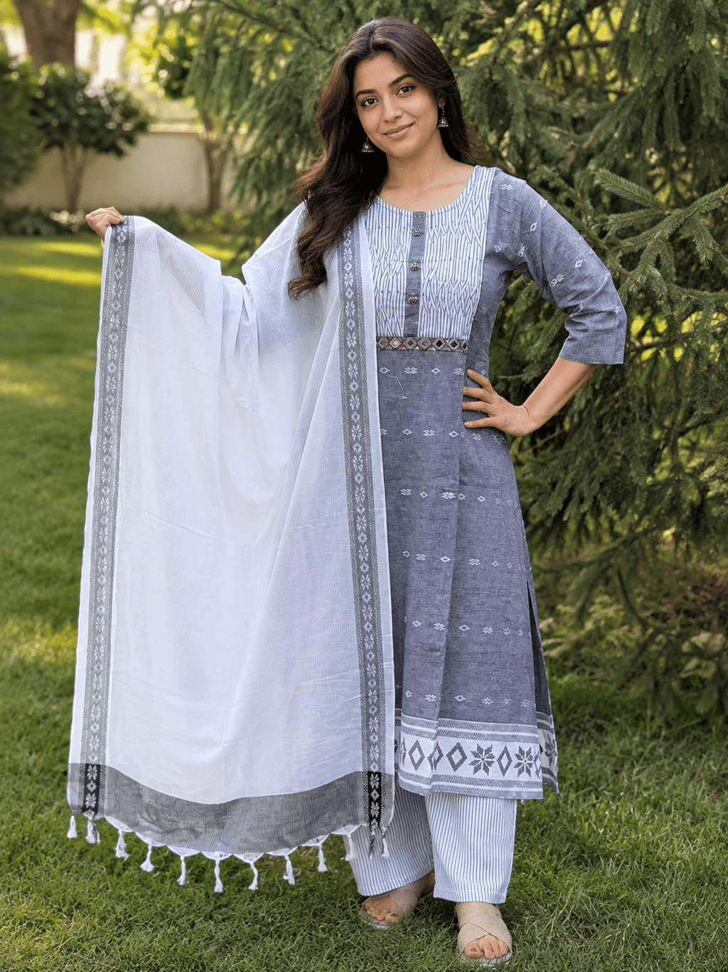 Pure Heandweaved jamdani south cotton 3pc - Maatruu