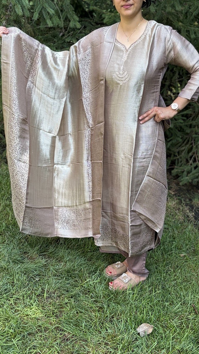 Pure Kanjivaram tissue silk dress set - Maatruu