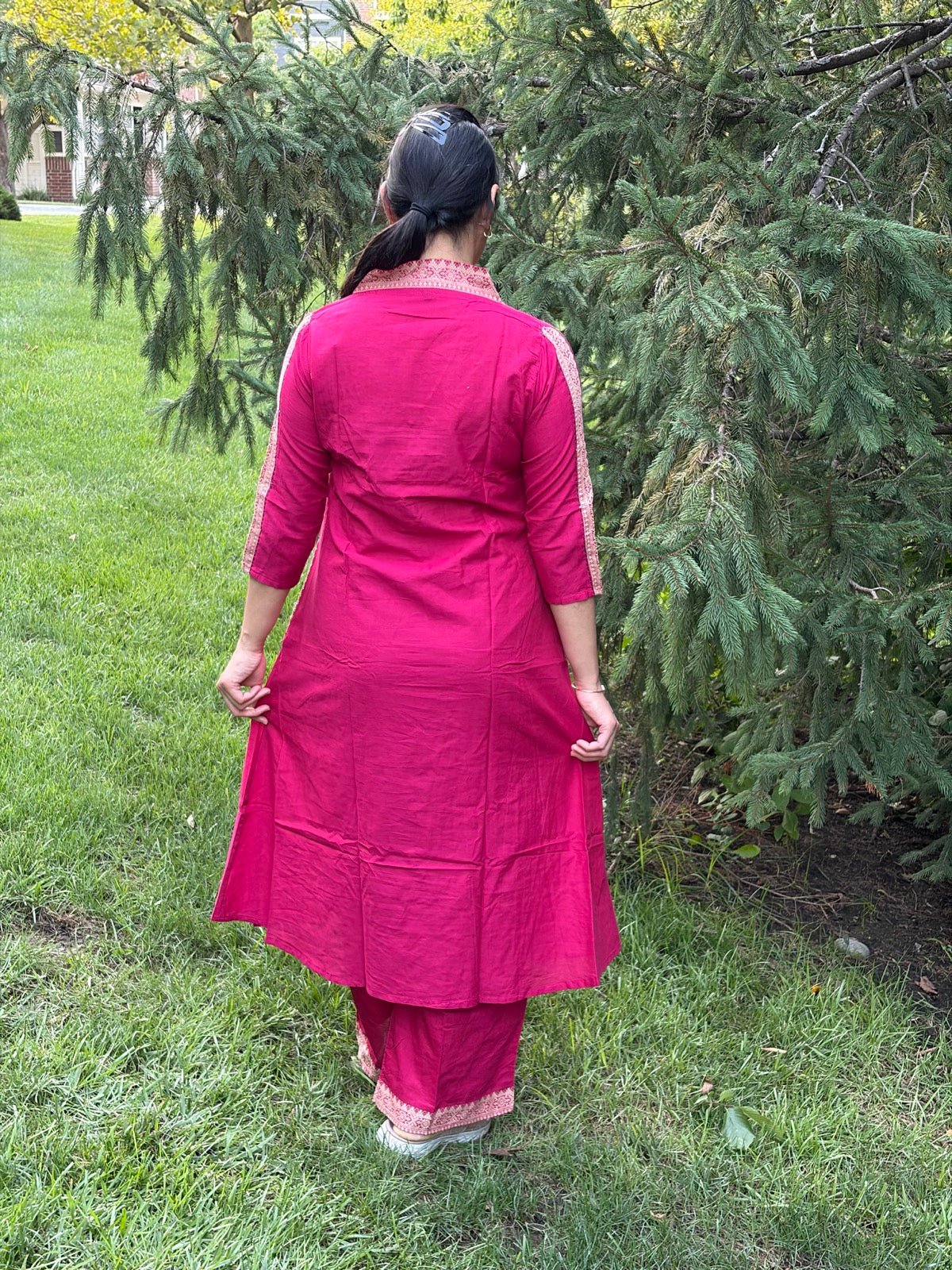 Pure Mangalgiri border south cotton coordset with real mirror - Maatruu