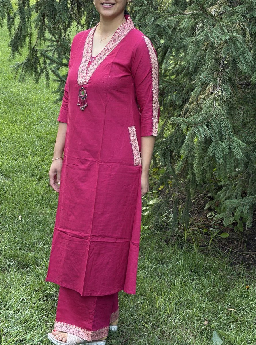 Pure Mangalgiri border south cotton coordset with real mirror - Maatruu