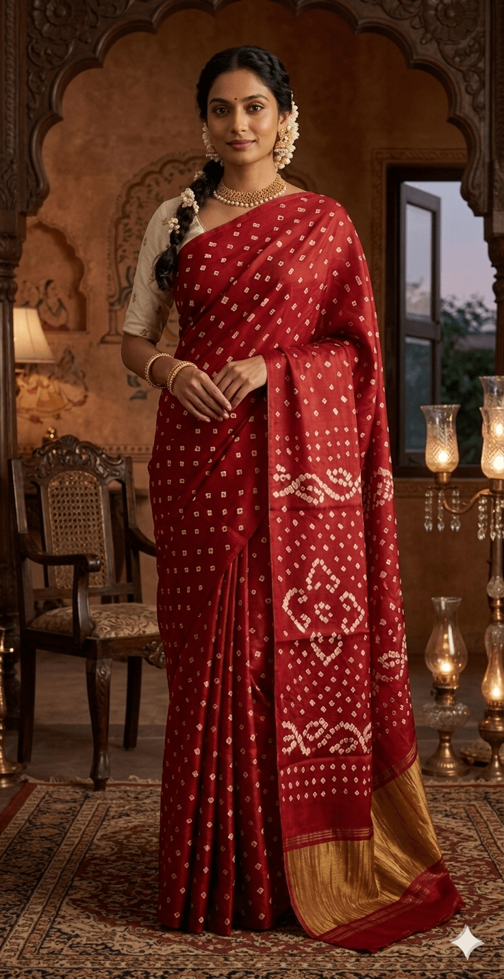 Pure Modal Rai Bandhej Red - Maatruu