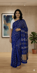 Pure Modal Silk Rai Bandhej Blue - Maatruu