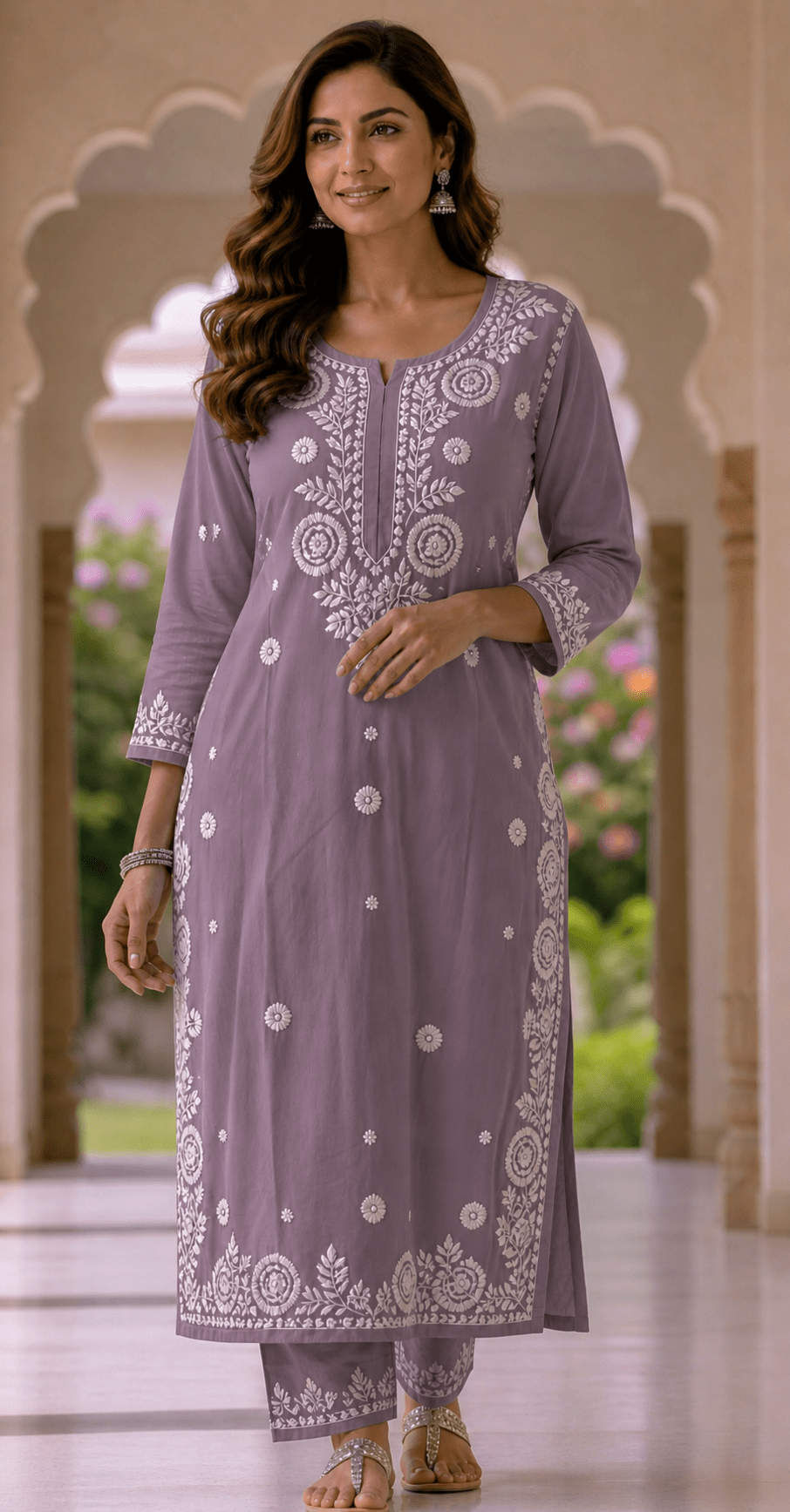 Festive Chikankari kurti and palazzo styling - Maatruu