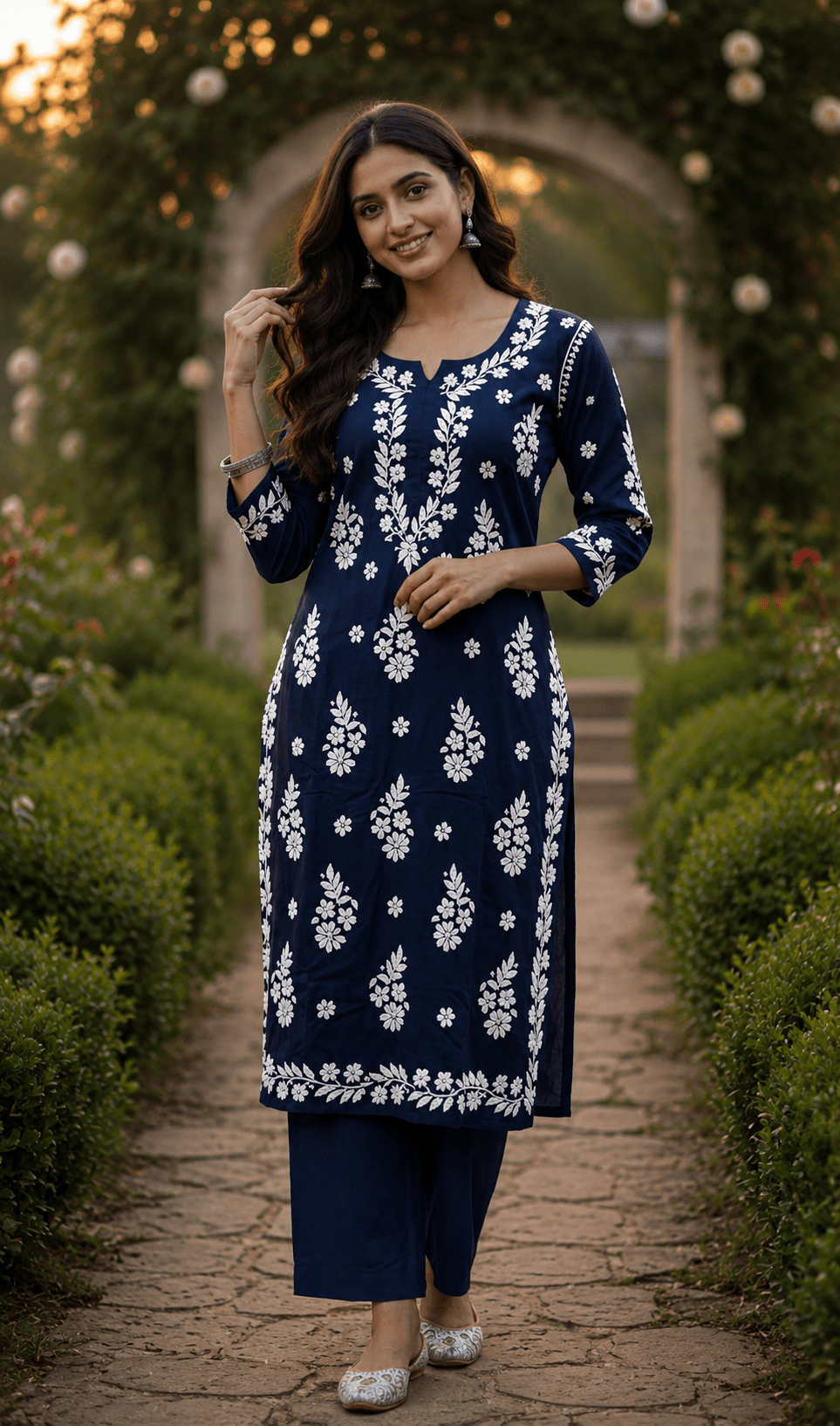 Festive wear Chikankari long kurti - Maatruu