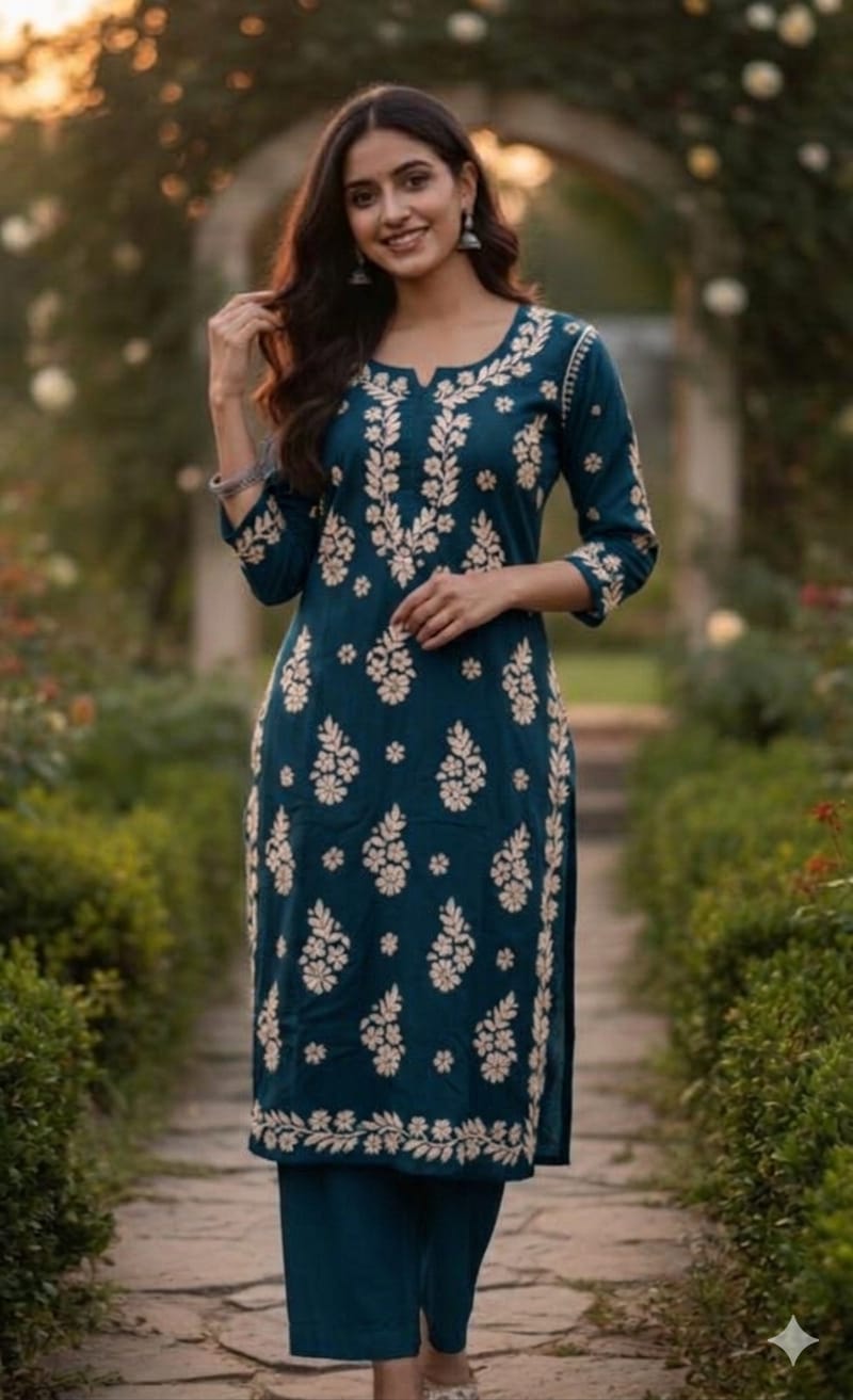Hand embroidered long kurti detail - Maatruu