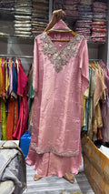 Premium silk Plazoo set in pink