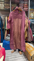 Pure Banarasi Mul chanderi Dress Onion Pink