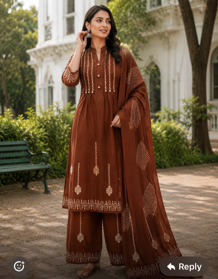 Dhabu Cotton 3pcs Brown