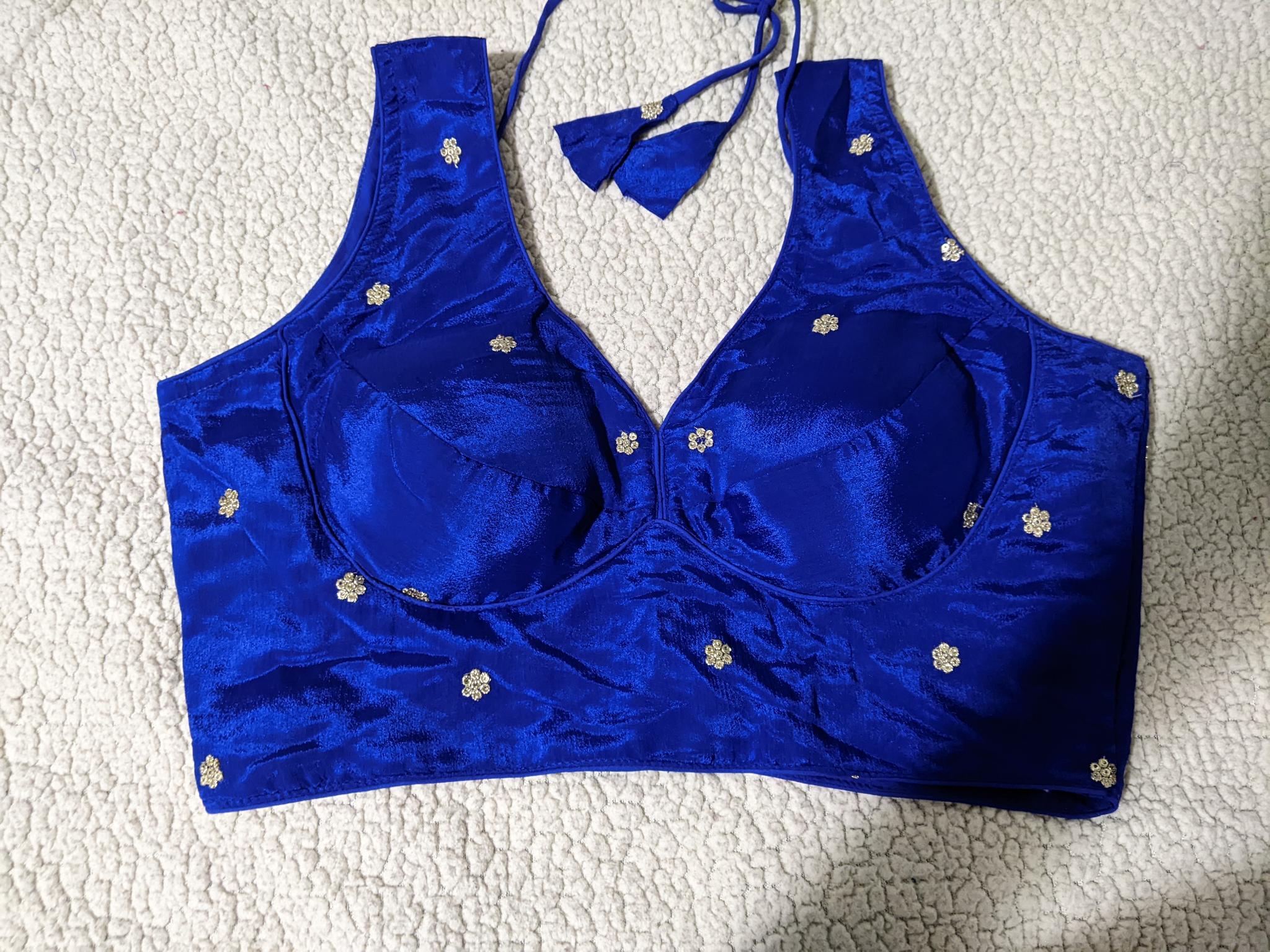 Designer chinon silk blouse for party wear - Maatruu
