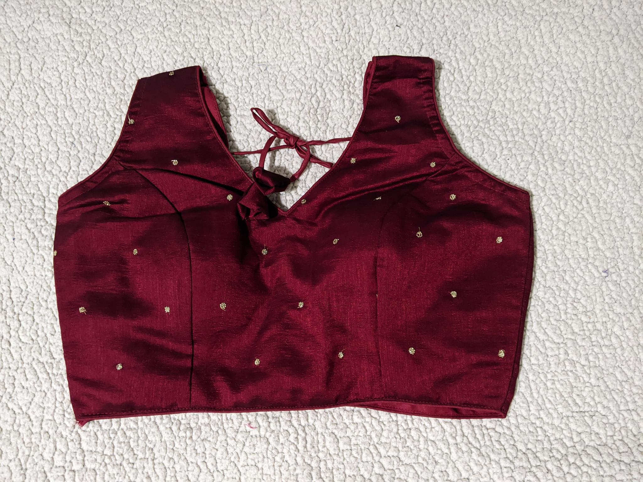 Sequin embroidery silk blouse detail - Maatruu